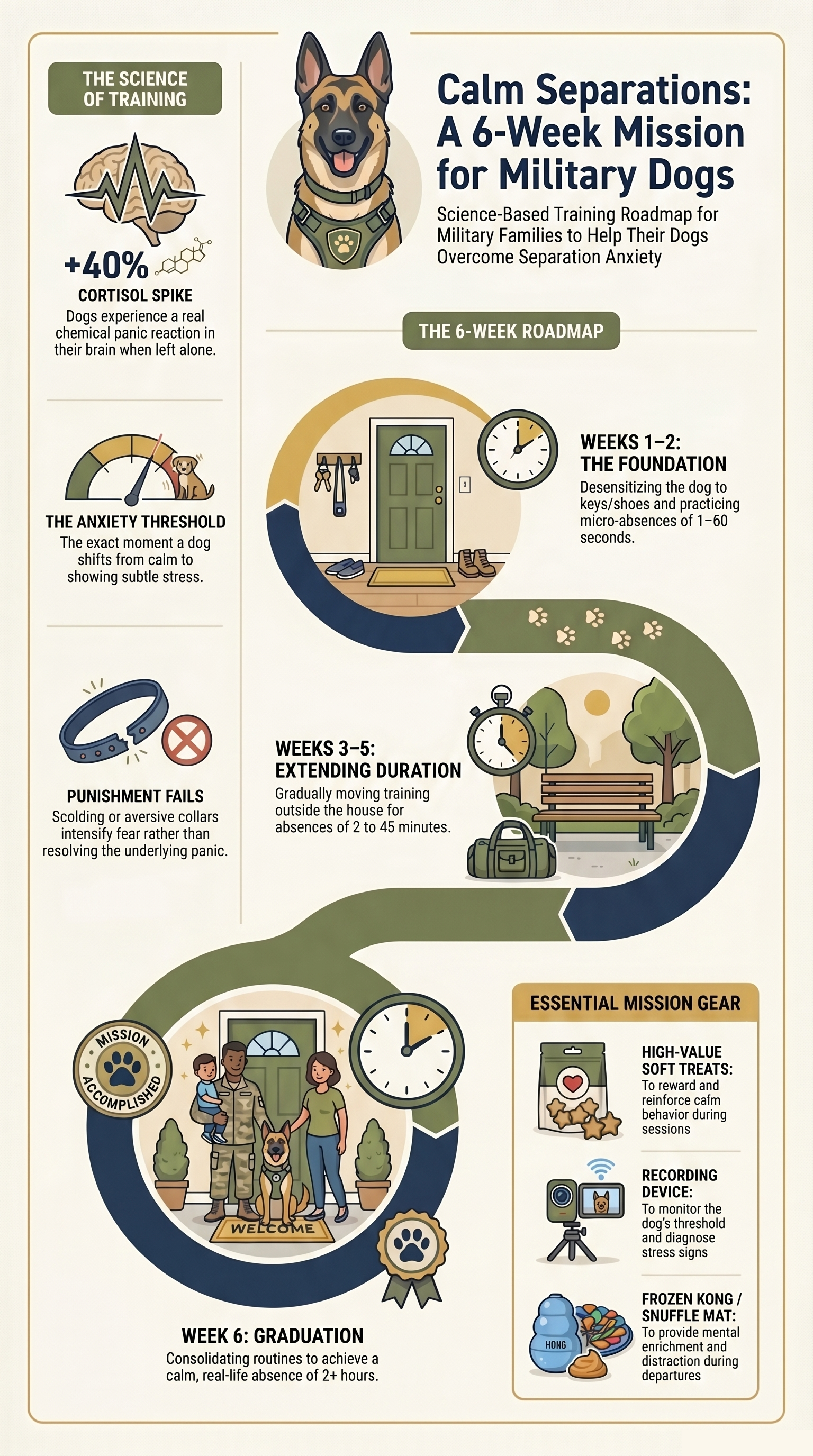 Calm Separations — 6-Week Mission Roadmap for Military Dogs
